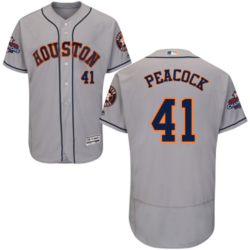 Astros #41 Brad Peacock Grey Flexbase Authentic Collection World Series Champions Stitched MLB Jersey